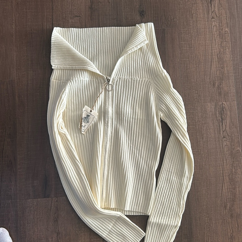 Cream zip sweater
